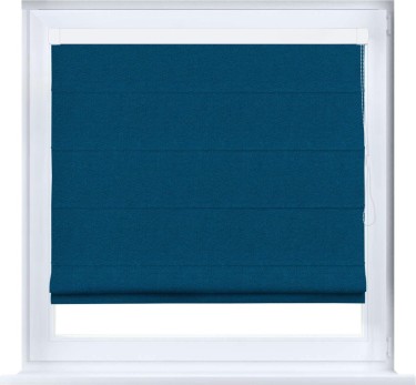 Римская штора «Кортин» кассетная, ткань лён димаут, синий