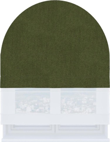 Римская штора «Кортин», лён димаут салатовый, день-ночь для арочного проёма