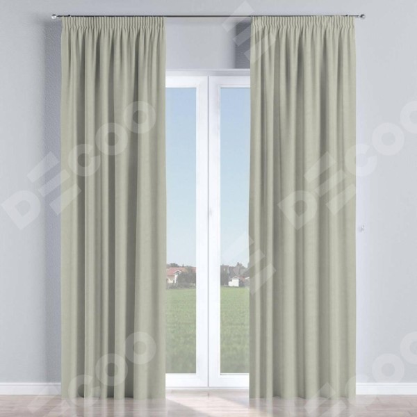 Комплект штор на тесьме «Карандаш», лён димаут светло-серый