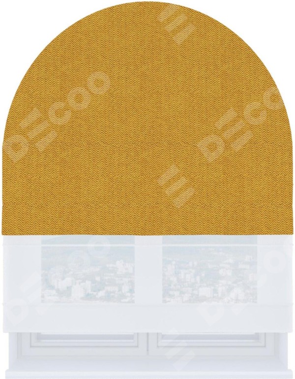 Римская штора «Кортин» день-ночь для арочного проёма, ткань твид блэкаут медово-желтый