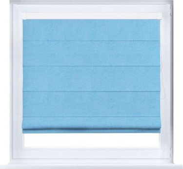 Римская штора «Кортин» кассетная, ткань вельвет голубой