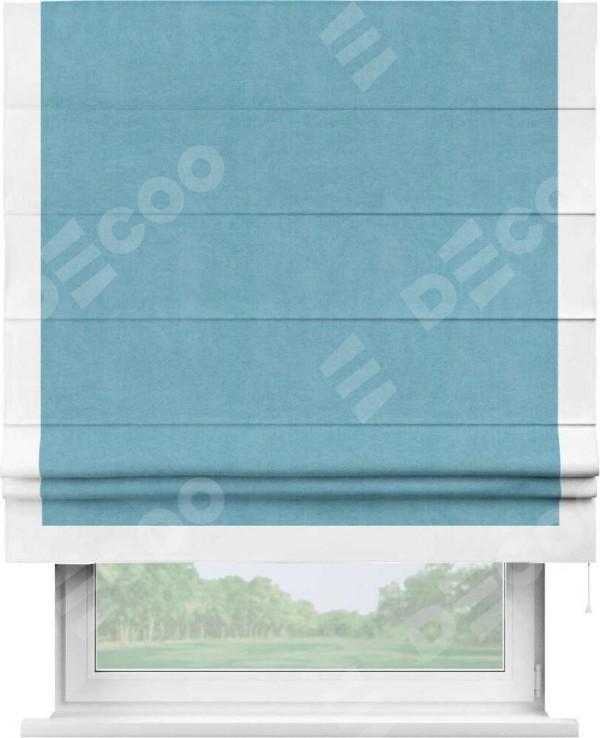 Римская штора «Кортин» с кантом Виктория, для проема, ткань вельвет ментоловый