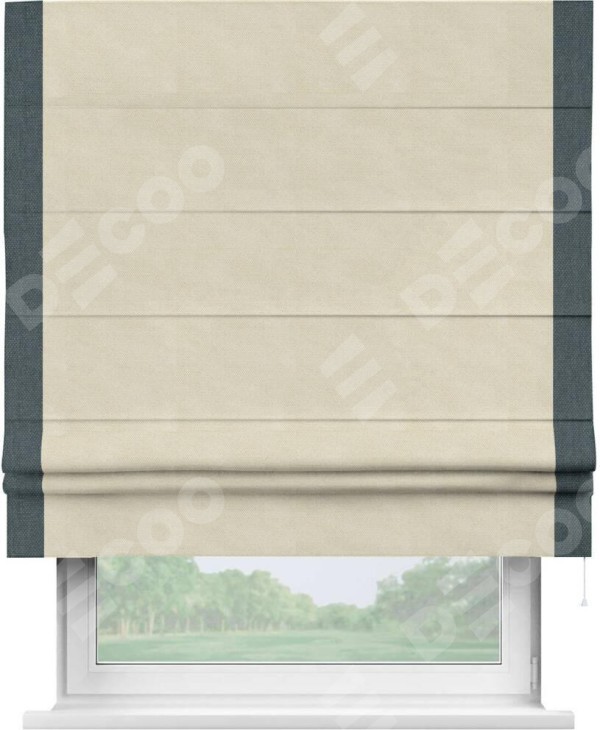 Римская штора «Кортин» с кантом Стрим Дуо, для проема, ткань лён димаут, бежевый