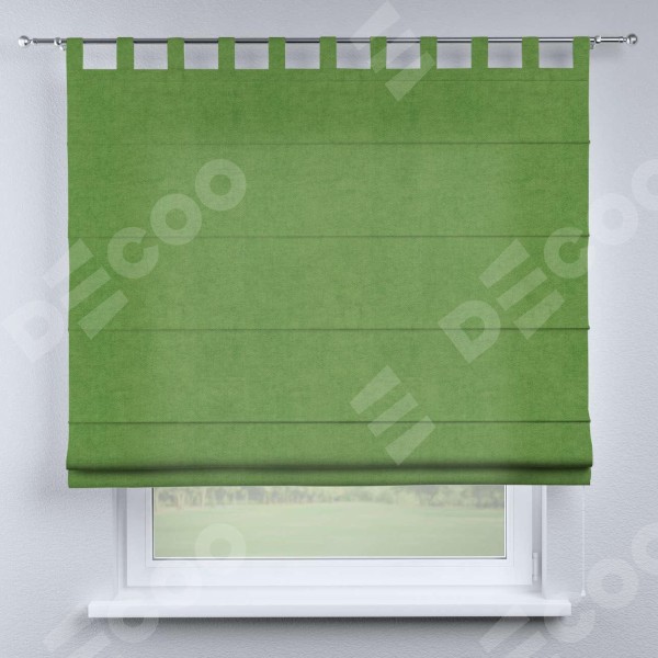 Римская штора на петлях «Кортин», ткань вельвет салатовый