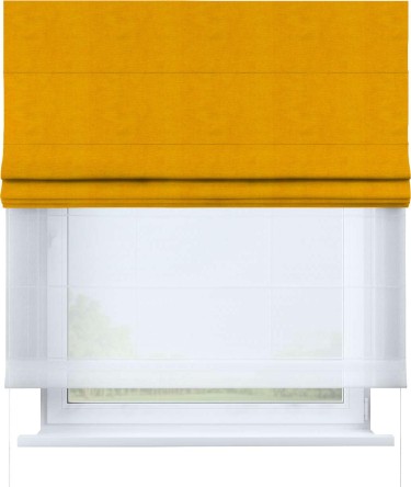 Римская штора «Кортин» двойная, вельвет желтый