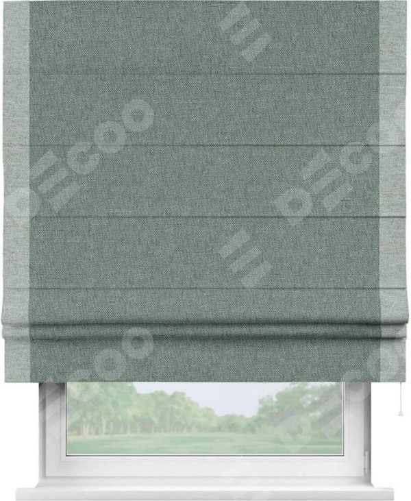 Римская штора «Кортин» с кантом Стрим Дуо, для проема, ткань стиф димаут серо-голубой