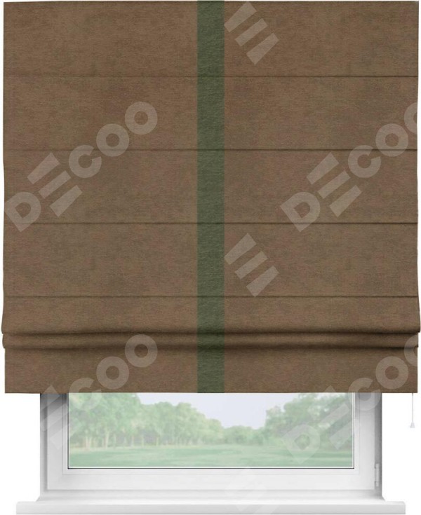 Римская штора «Кортин» с кантом Хайвэй, для проема, ткань софт однотонный бронзовый