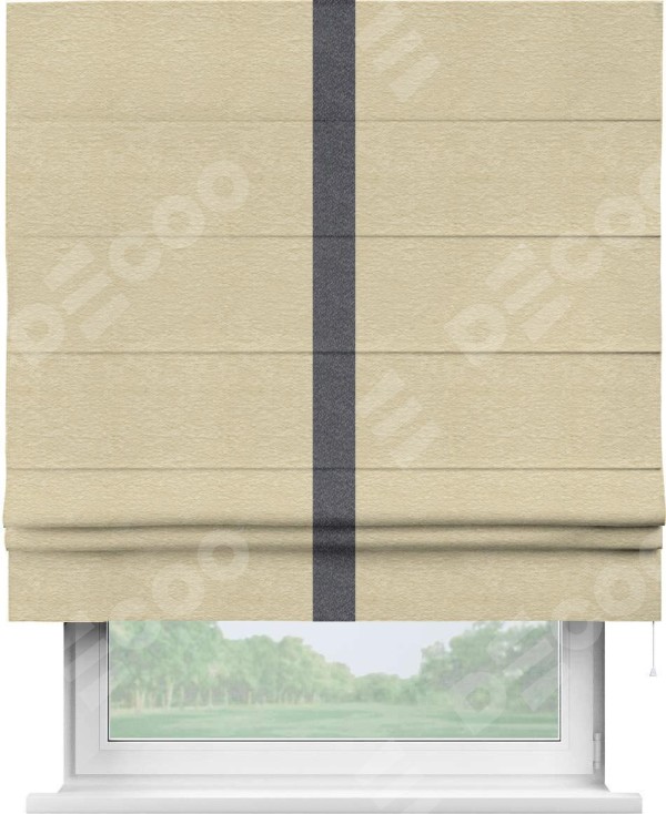 Римская штора «Кортин» с кантом Хайвэй, для проема, ткань софт однотонный светло-бежевый