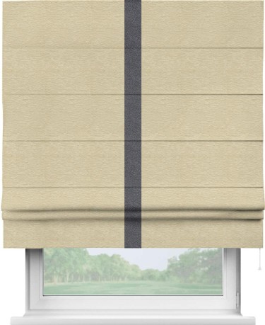 Римская штора «Кортин» с кантом Хайвэй, для проема, ткань софт однотонный светло-бежевый