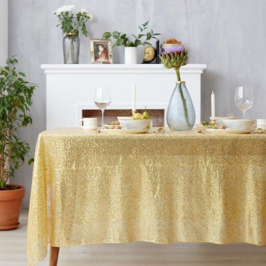 Скатерть с пайетками, цв.золото, 280*280 см