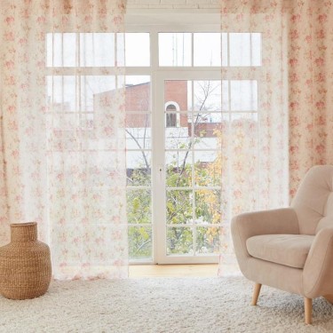 Штора тюлевая "Этель" 250х270 см Нежные цветы без утяжелителя, 100% п/э