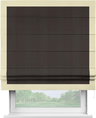 Римская штора «Кортин» с кантом Чесс, для проема, ткань блэкаут однотонный венге