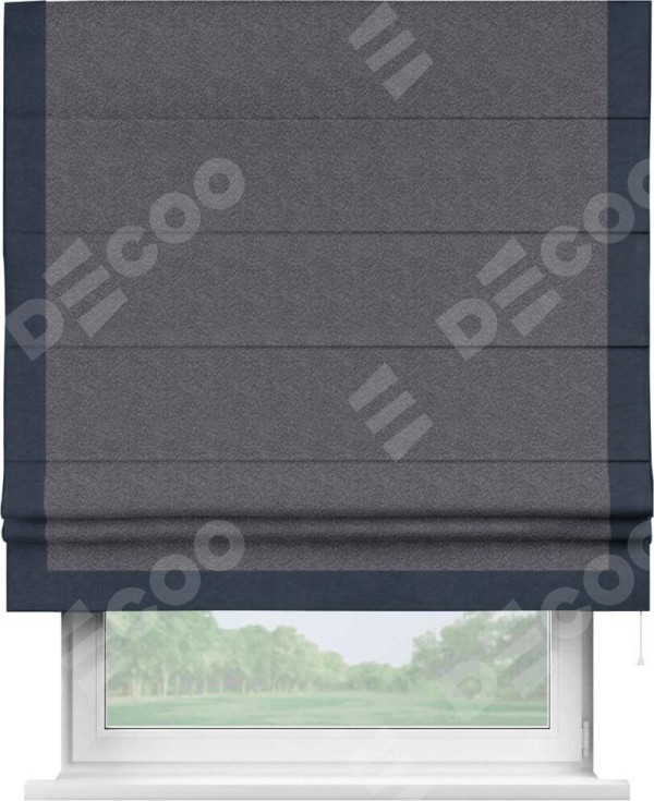 Римская штора «Кортин» с кантом Виктория, для проема, ткань софт однотонный графит