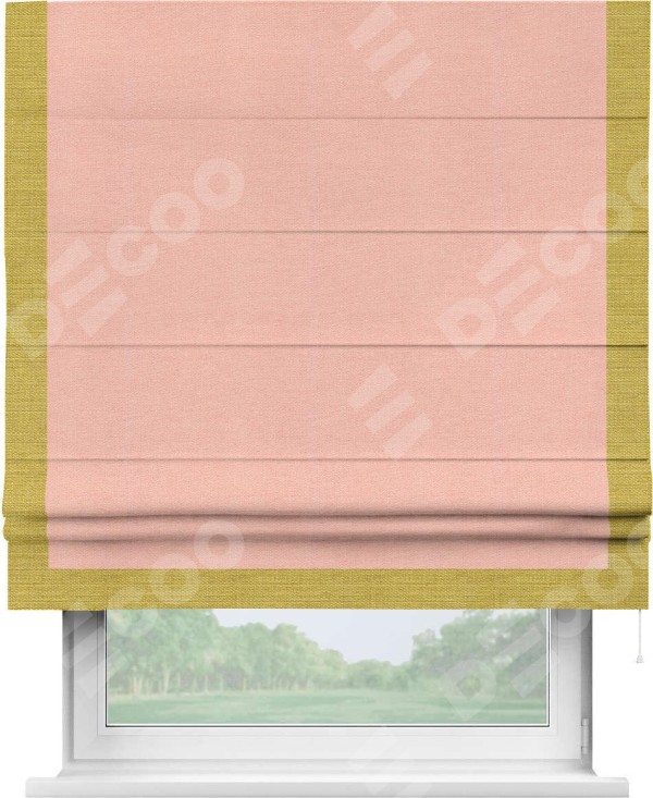 Римская штора «Кортин» с кантом Виктория, для проема, ткань лён розовый