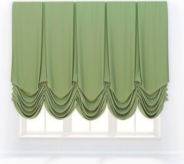 Австрийская штора «Кортин», ткань вельвет салатовый