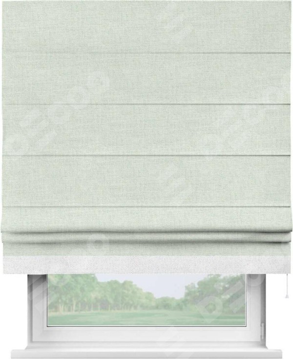 Римская штора «Кортин» для проёма, лён топлёное молоко, с кантом Джестер