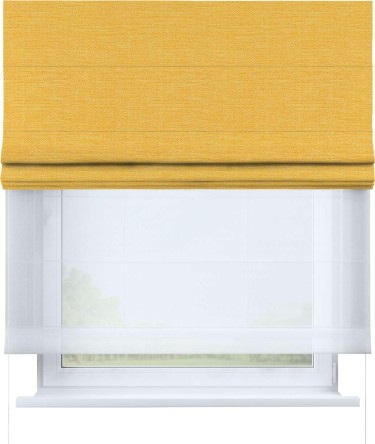 Римская штора «Кортин» день-ночь, ткань лён жёлтый