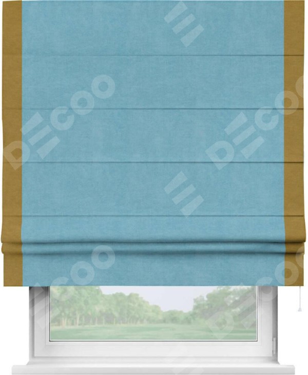 Римская штора «Кортин» с кантом Стрим Дуо, для проема, ткань вельвет ментоловый