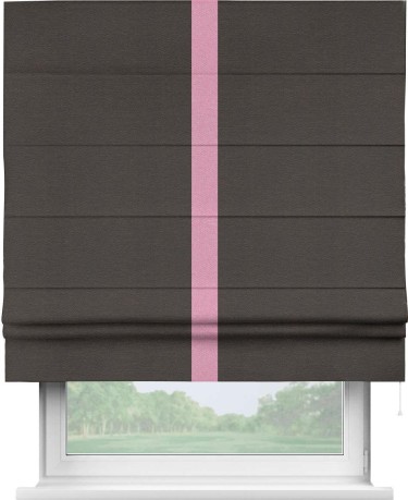 Римская штора «Кортин» с кантом Хайвэй, для проема, ткань лён димаут, венге