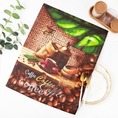 Полотенце 45х60 см, Кофе (рис.1), коричневый, вафля, 160 гр/м2, хлопок 100%