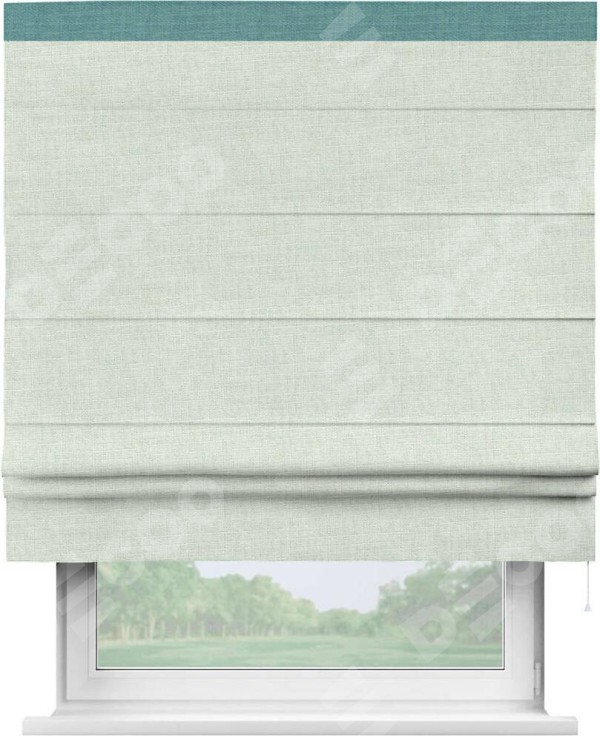 Римская штора «Кортин» для проёма, лён топлёное молоко, с кантом Кинг