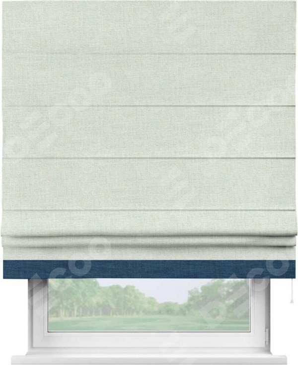 Римская штора «Кортин» для проёма, лён топлёное молоко, с кантом Джестер