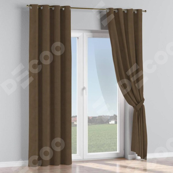 Комплект штор на люверсах бархат тёмно-коричневый