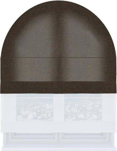 Римская штора «Кортин» день-ночь для арочного проёма, ткань лён тёмно-коричневый