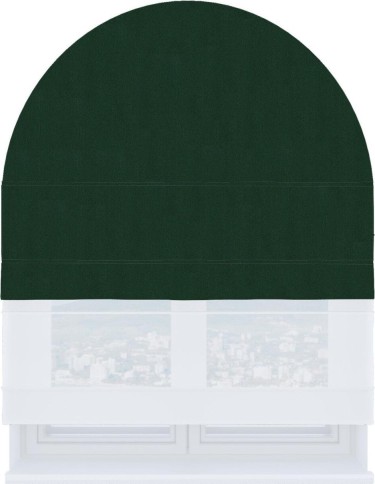 Римская штора «Кортин», блэкаут однотонный зелёный, день-ночь для арочного проёма