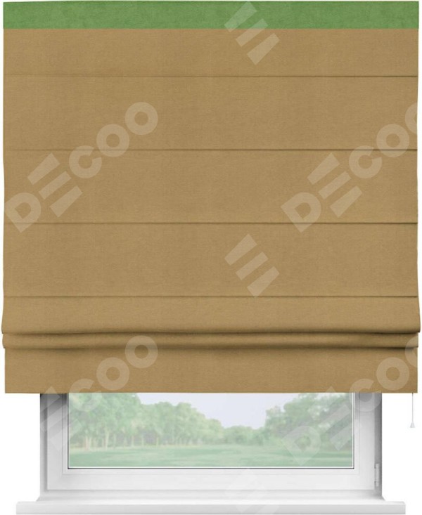 Римская штора «Кортин» с кантом Кинг, для проема, ткань вельвет горчица