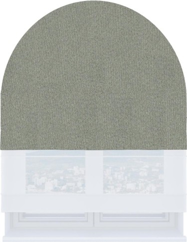 Римская штора «Кортин», лён димаут серый, день-ночь для арочного проёма