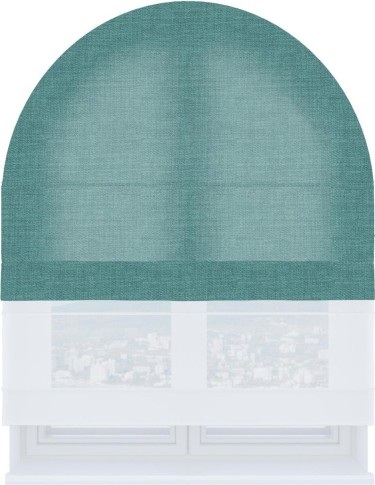 Римская штора «Кортин» день-ночь для арочного проёма, ткань лён бирюза