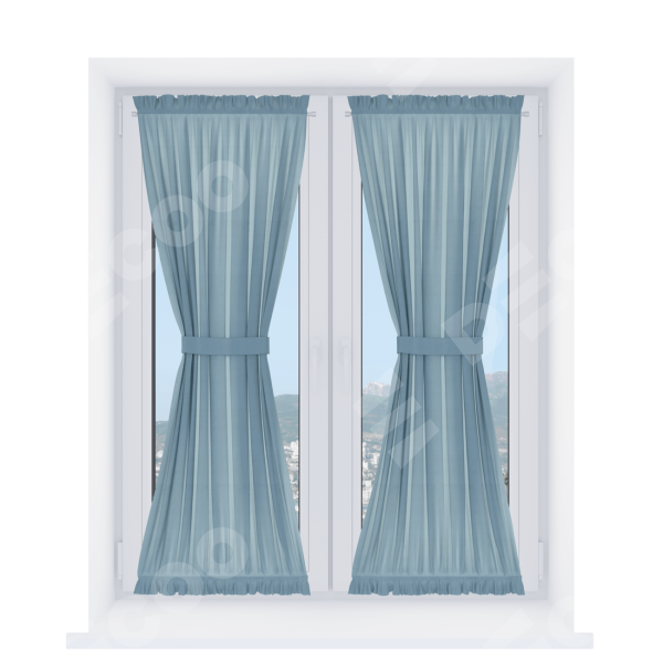 Штора песочные часы «Кортин» блэкаут однотонный серо-голубой