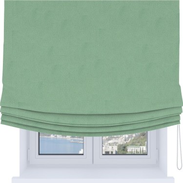 Римская штора «Кортин», блэкаут однотонный ментоловый, Soft с мягкими складками
