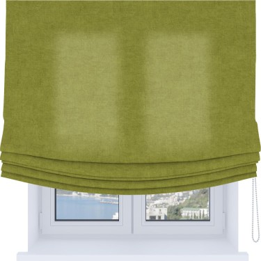 Римская штора «Кортин», канвас зелёное яблоко, Soft с мягкими складками