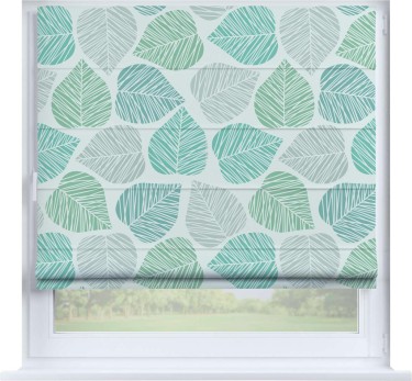 Римская штора «Кортин» на створку «Весенняя листва»