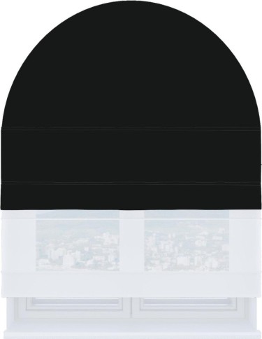 Римская штора «Кортин», блэкаут однотонный черный, день-ночь для арочного проёма