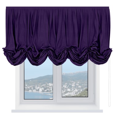 Австрийская штора «Кортин», вельвет тёмно-фиолетовый
