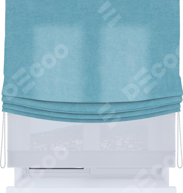 Римская штора «Кортин», день-ночь с мягкими складками, вельвет ментоловый