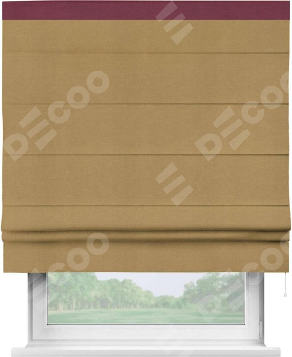 Римская штора «Кортин» с кантом Кинг, для проема, ткань вельвет горчица