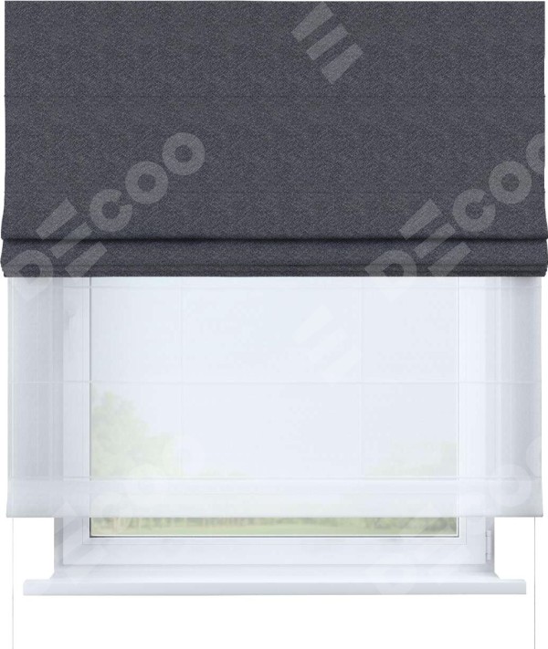 Римская штора «Кортин» день-ночь, ткань софт однотонный графит