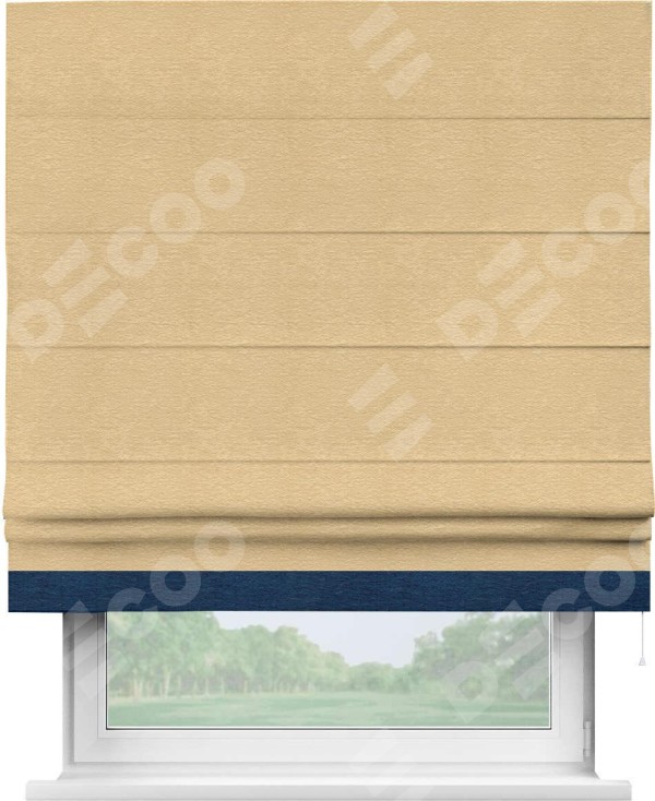 Римская штора «Кортин» с кантом Джестер, для проема, ткань софт однотонный  бежевый