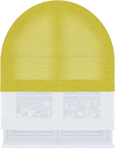 Римская штора «Кортин» день-ночь для арочного проёма, ткань лён салатовый