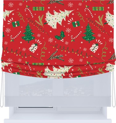 Римская штора «Кортин», день-ночь с мягкими складками, «Новогодние подарки»