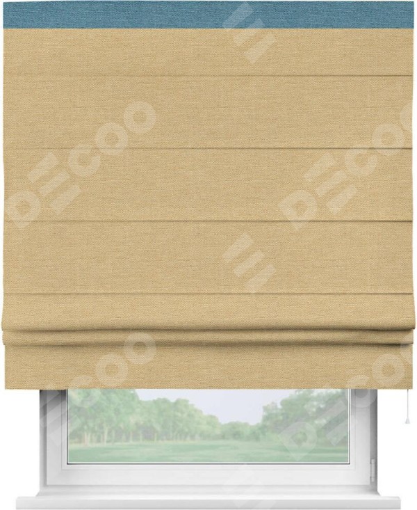 Римская штора «Кортин» с кантом Кинг, для проема, ткань лён темно-бежевый