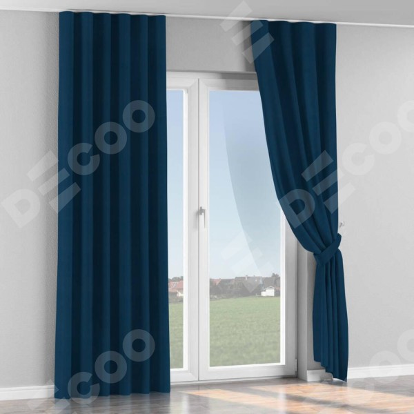 Комплект штор на тесьме «Волна», блэкаут однотонный синий