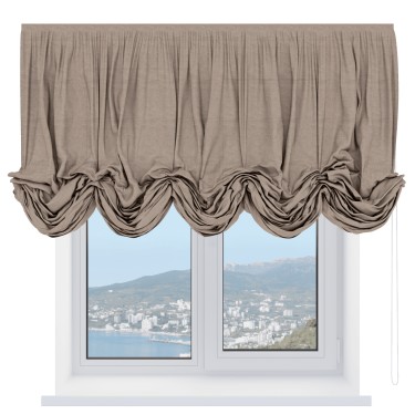 Австрийская штора «Кортин», ткань лён кашемир коричневый