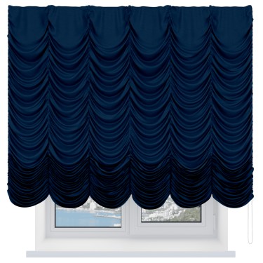 Французская штора «Кортин», вельвет тёмно-синий