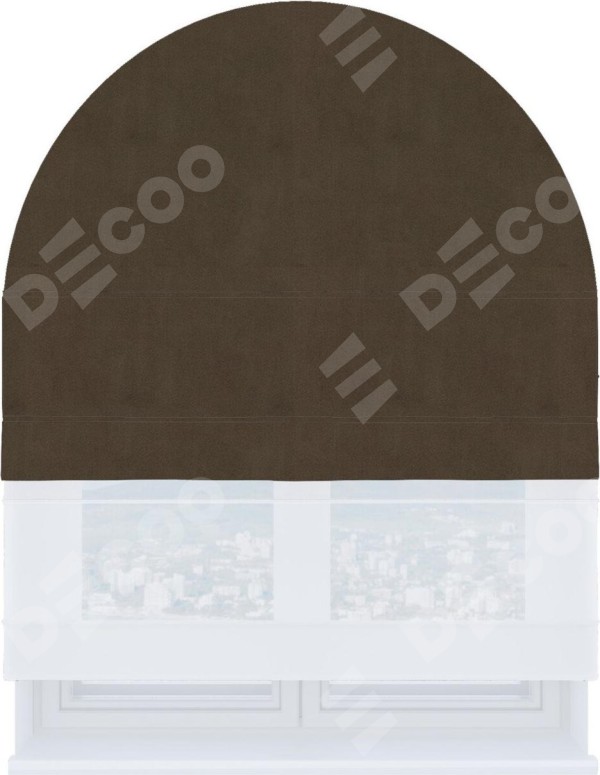 Римская штора «Кортин» день-ночь для арочного проёма, ткань бархат тёмно-коричневый