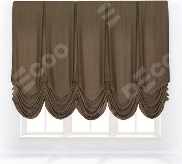 Австрийская штора «Кортин», ткань вельвет тёмно-бежевый